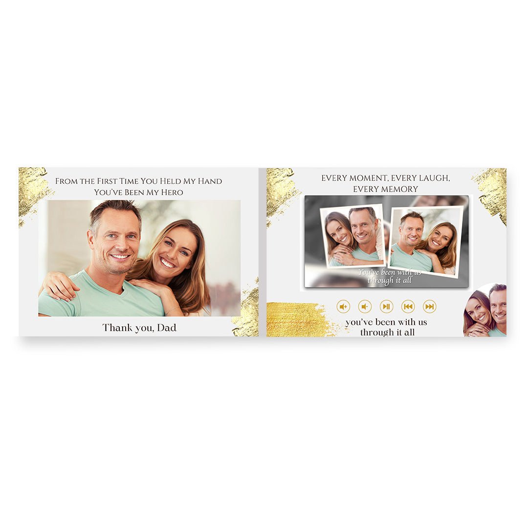 Custom Wedding Video Book – Heartfelt Gift for Father of the Bride in Gold and White Theme