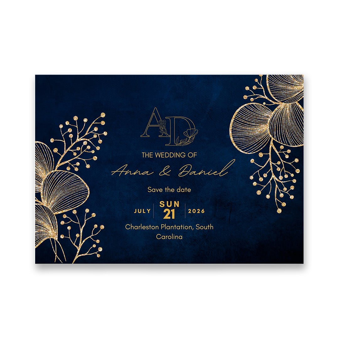 Monogram Wedding Video Book – Royal Blue and Gold Vintage Theme