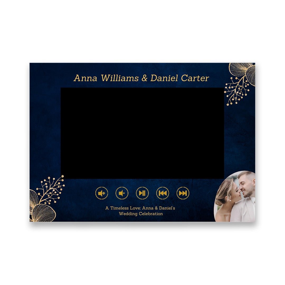 Monogram Wedding Video Book – Royal Blue and Gold Vintage Theme