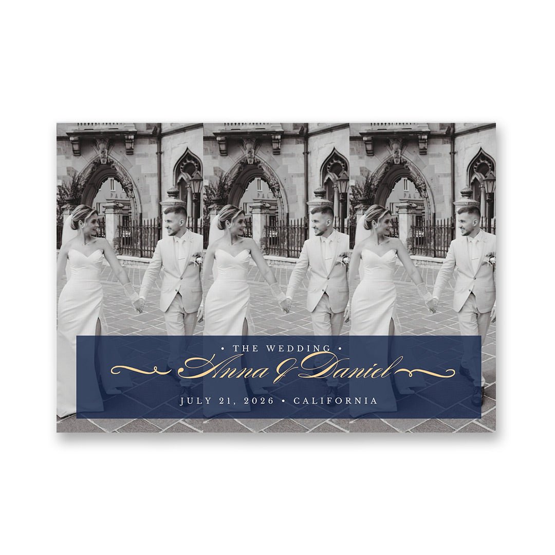 Monogram Wedding Video Book – Royal Blue and Gold Vintage Theme