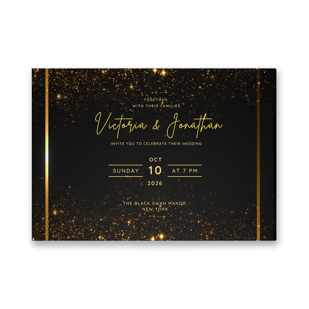 Elegant Wedding Video Book – Black and Gold Monogram with QR Code