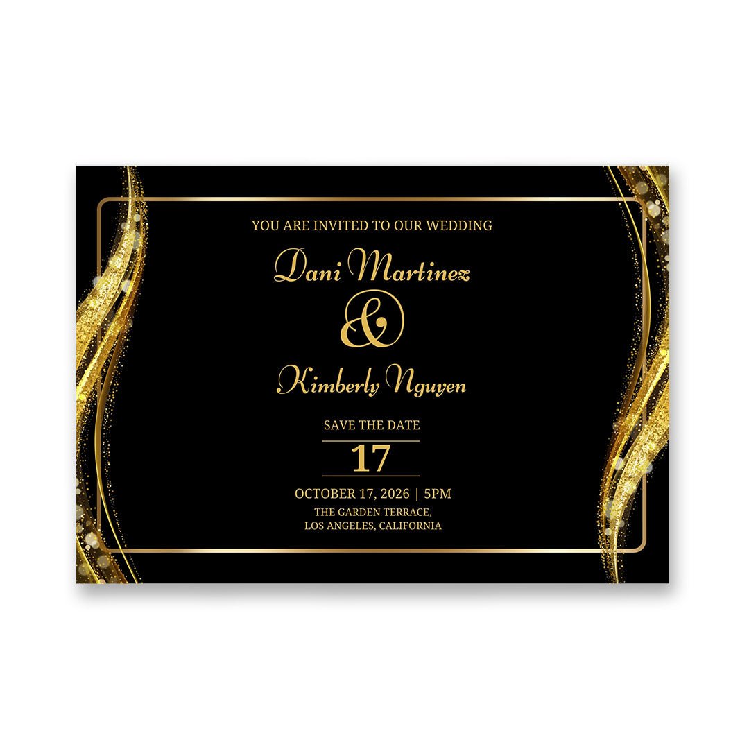 Elegant Black and Gold Monogram Wedding Video Album – Custom Digital Invitations