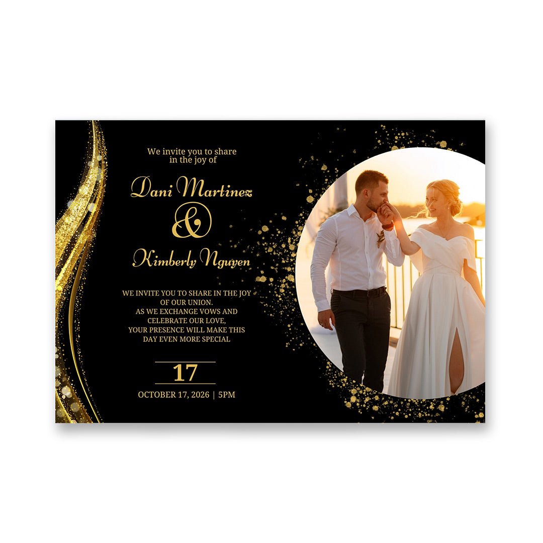 Elegant Black and Gold Monogram Wedding Video Album – Custom Digital Invitations