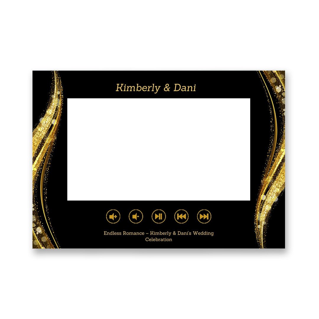 Elegant Black and Gold Monogram Wedding Video Album – Custom Digital Invitations