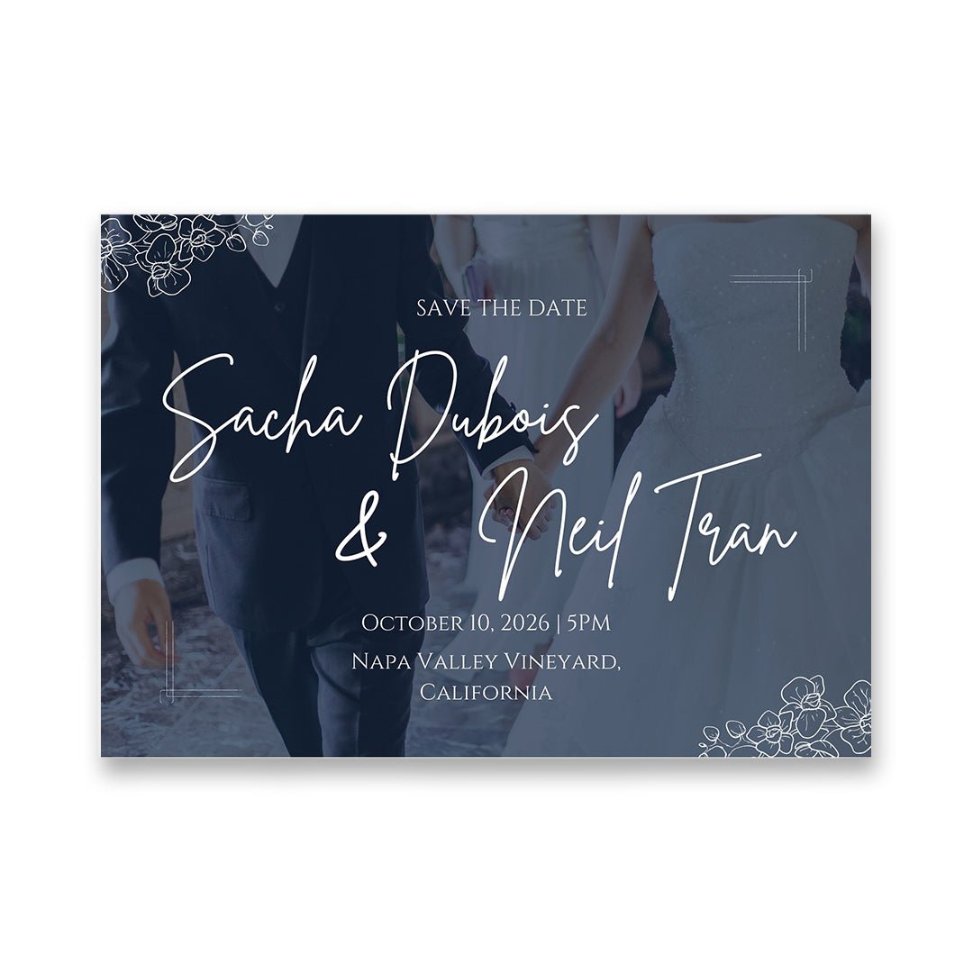 Custom Wedding Video Book – Navy and Dusty Blue Destination Wedding Invitation