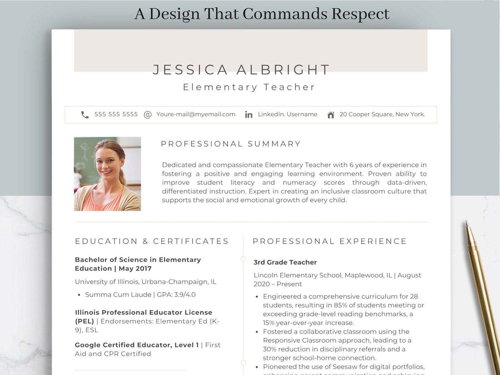 Modern Teacher Resume Template & Career Kit for Canva-C03 4 Modern Teacher Resume Template & Career Kit for Canva-C03 - Image 4