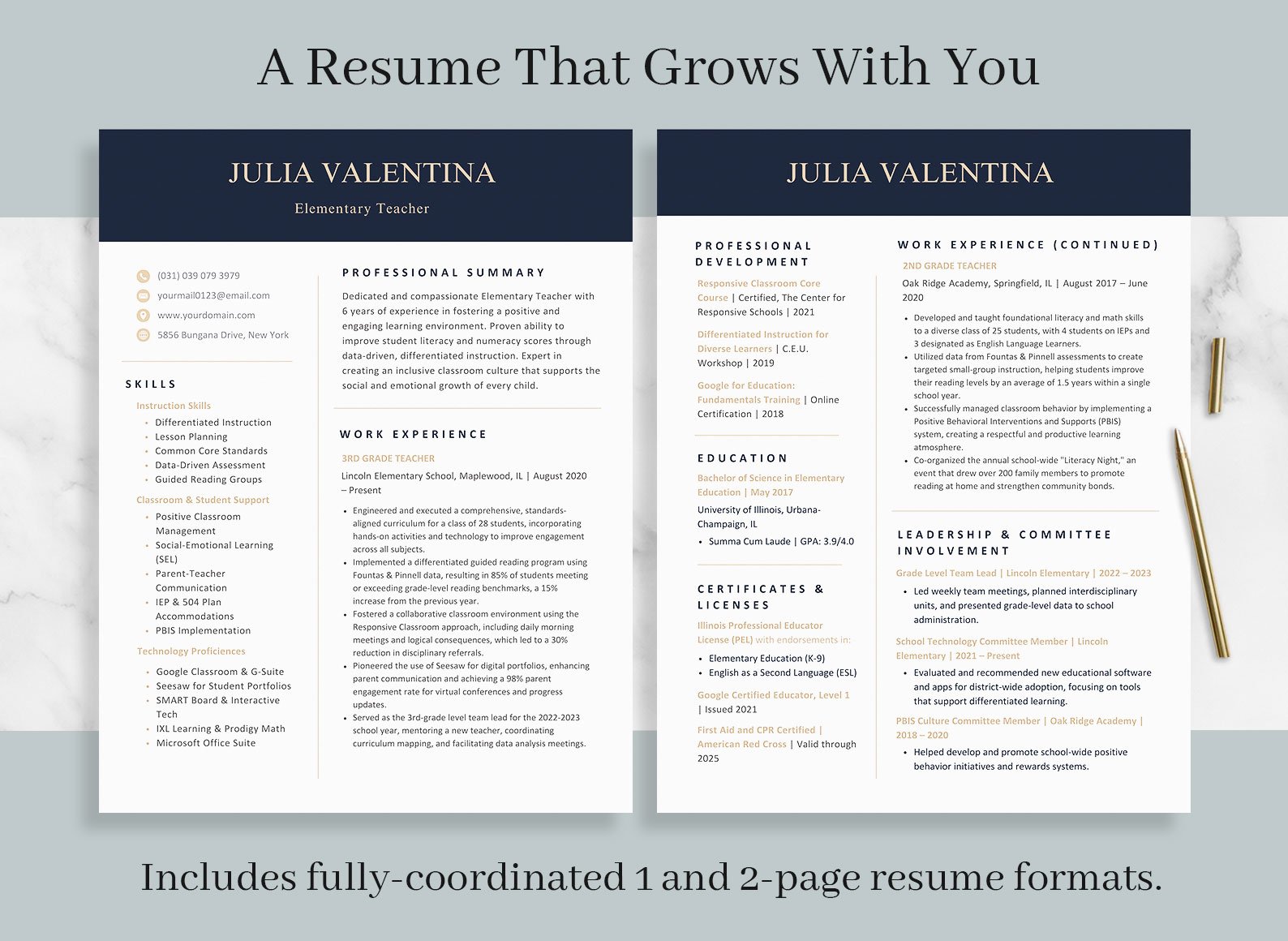Professional Teacher Resume Template for Canva | ATS-Proof with Real Examples-C01 3 Professional Teacher Resume Template for Canva | ATS-Proof with Real Examples-C01 - Image 3