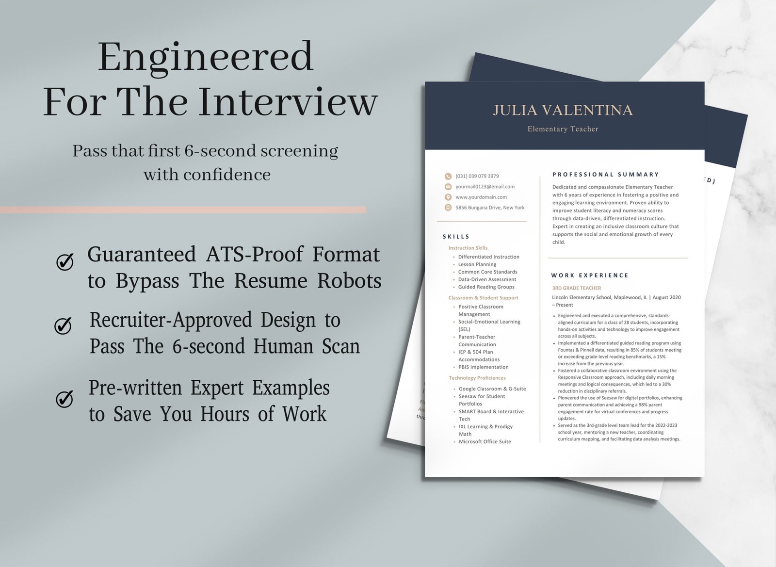 Professional Teacher Resume Template for Canva | ATS-Proof with Real Examples-C01 5 Professional Teacher Resume Template for Canva | ATS-Proof with Real Examples-C01 - Image 5