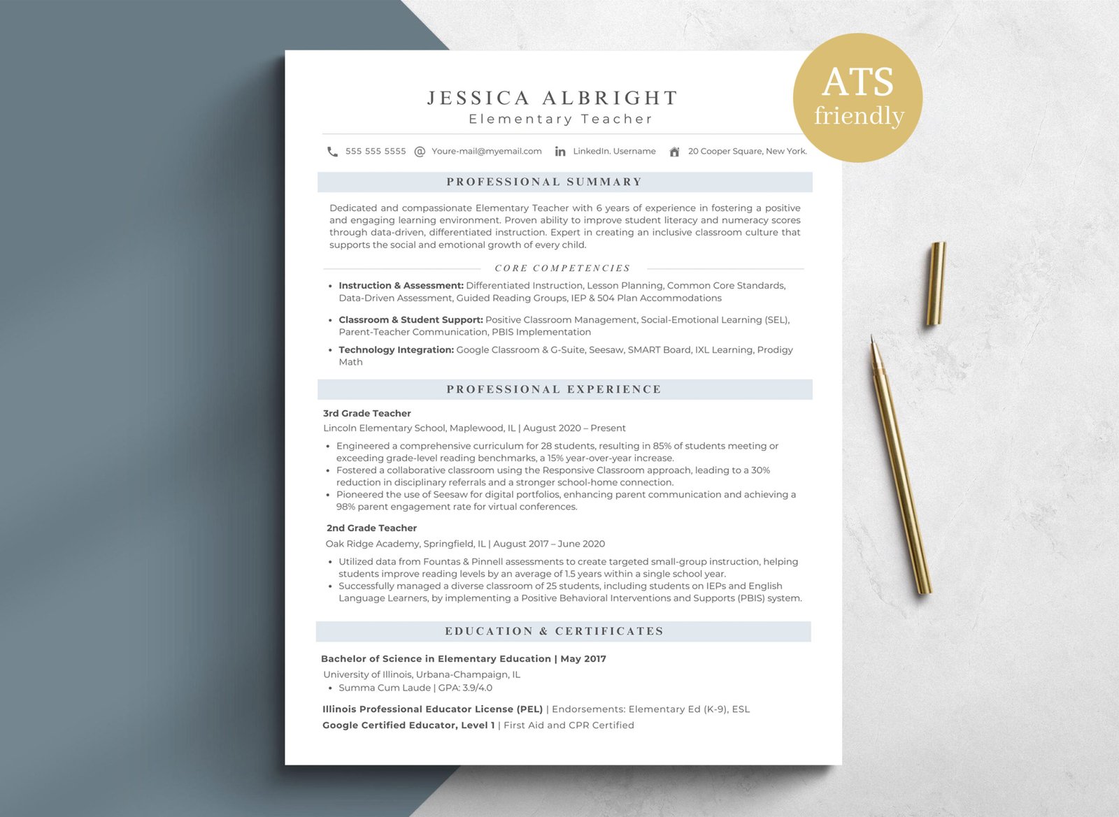 Professional Elementary Teacher Resume Template & Career Success Kit for Canva-C02 1 Professional Elementary Teacher Resume Template & Career Success Kit for Canva-C02