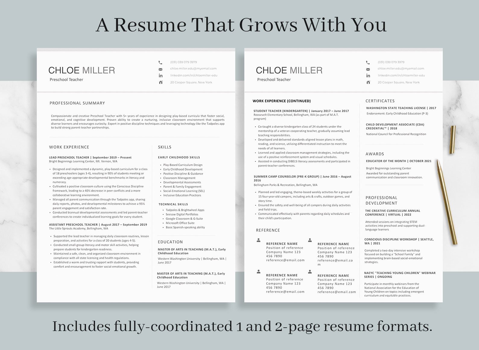 Professional Preschool Teacher Resume Template & Career Kit for Canva-C05 3 Professional Preschool Teacher Resume Template & Career Kit for Canva-C05 - Image 3