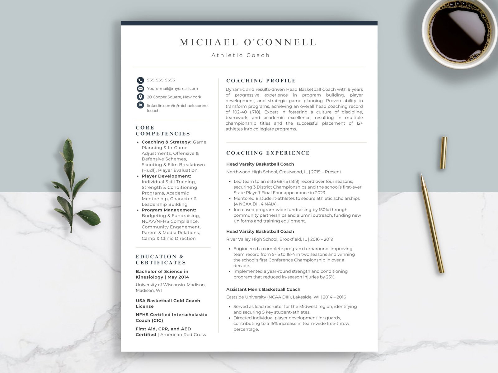 Athletic Coach Resume Template & Career Kit for Canva-C07 1 Athletic Coach Resume Template & Career Kit for Canva-C07