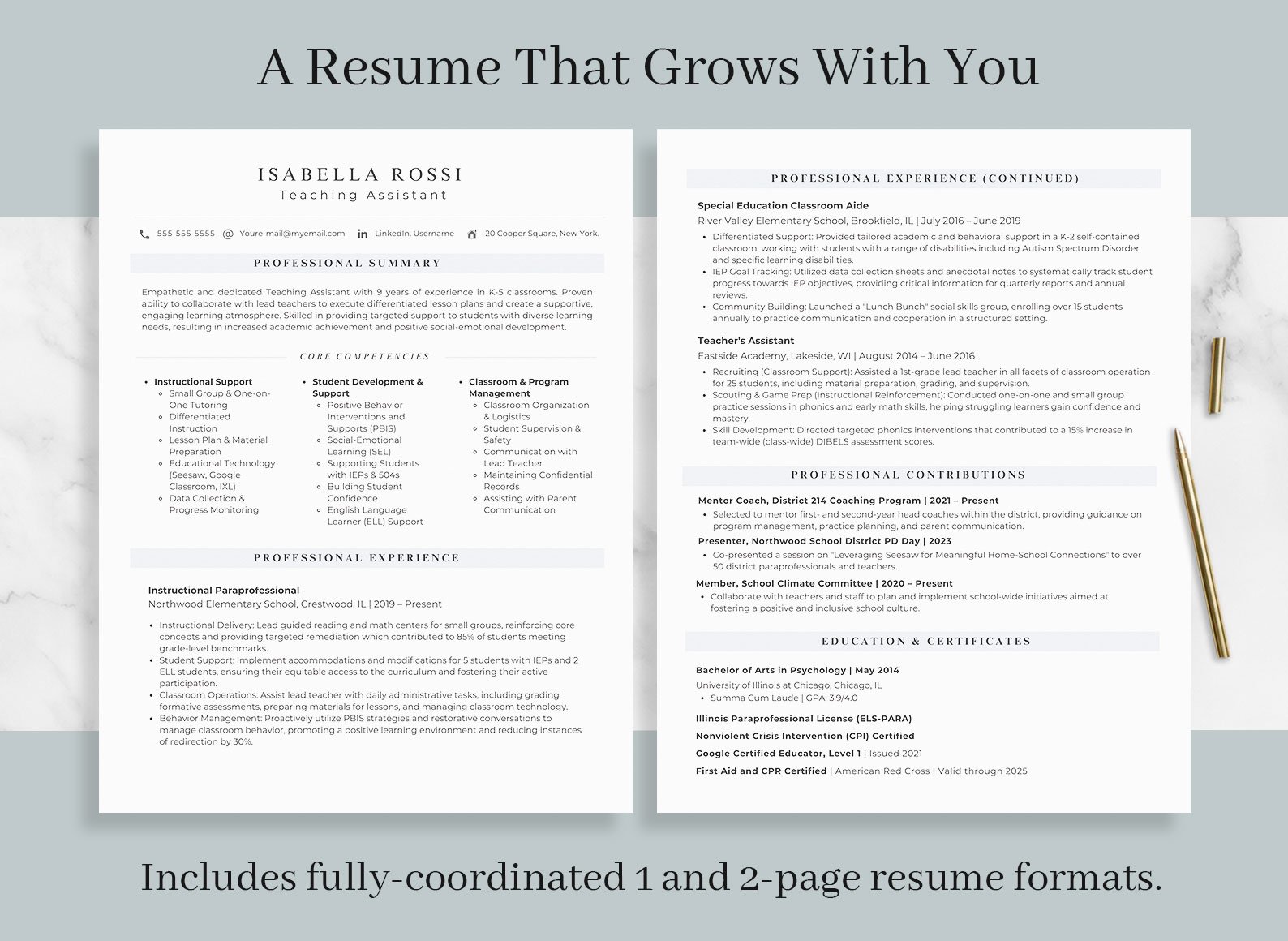 Professional Teaching Assistant Resume Template & Career Kit for Canva-C09 4 Professional Teaching Assistant Resume Template & Career Kit for Canva-C09 - Image 4