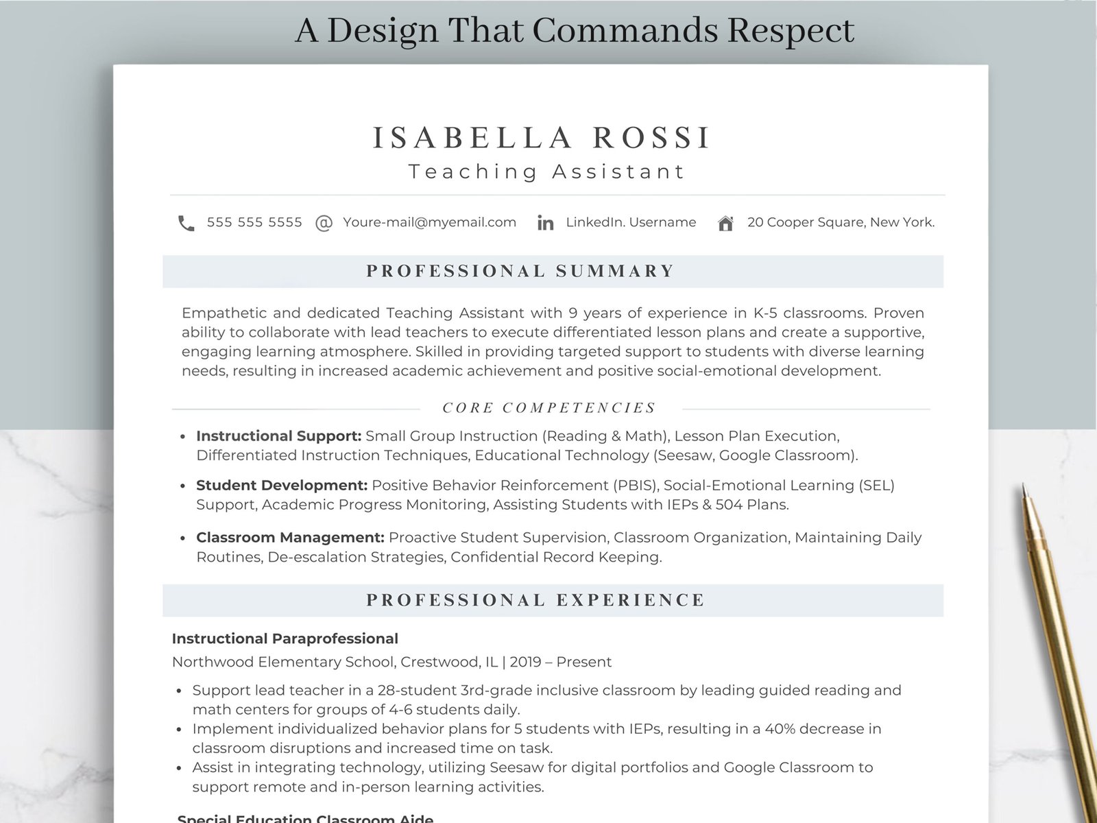 Professional Teaching Assistant Resume Template & Career Kit for Canva-C09 3 Professional Teaching Assistant Resume Template & Career Kit for Canva-C09 - Image 3